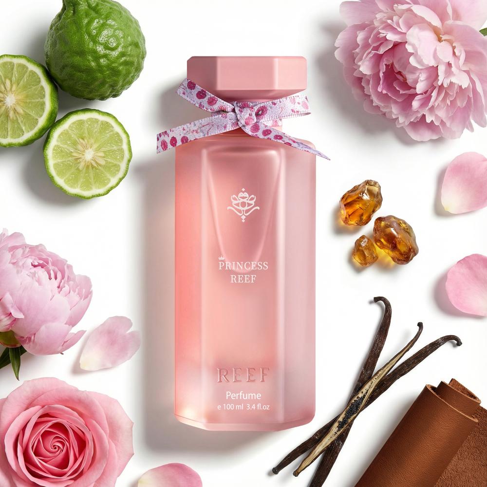 Princess Reef – Bergamot Mandarijn Damask Roos Amber Vanille Leer damesparfum